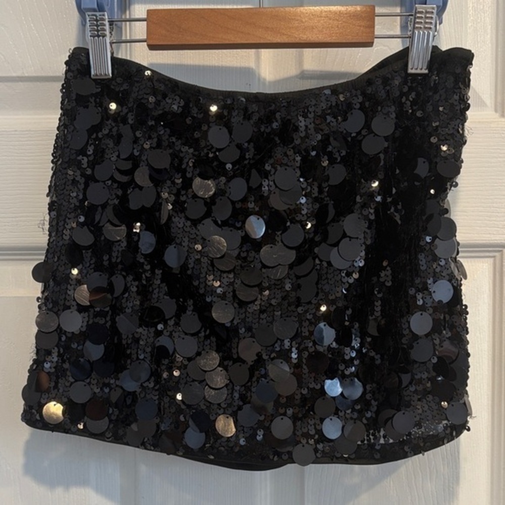 SHEIN Black Sequin Mini Skirt